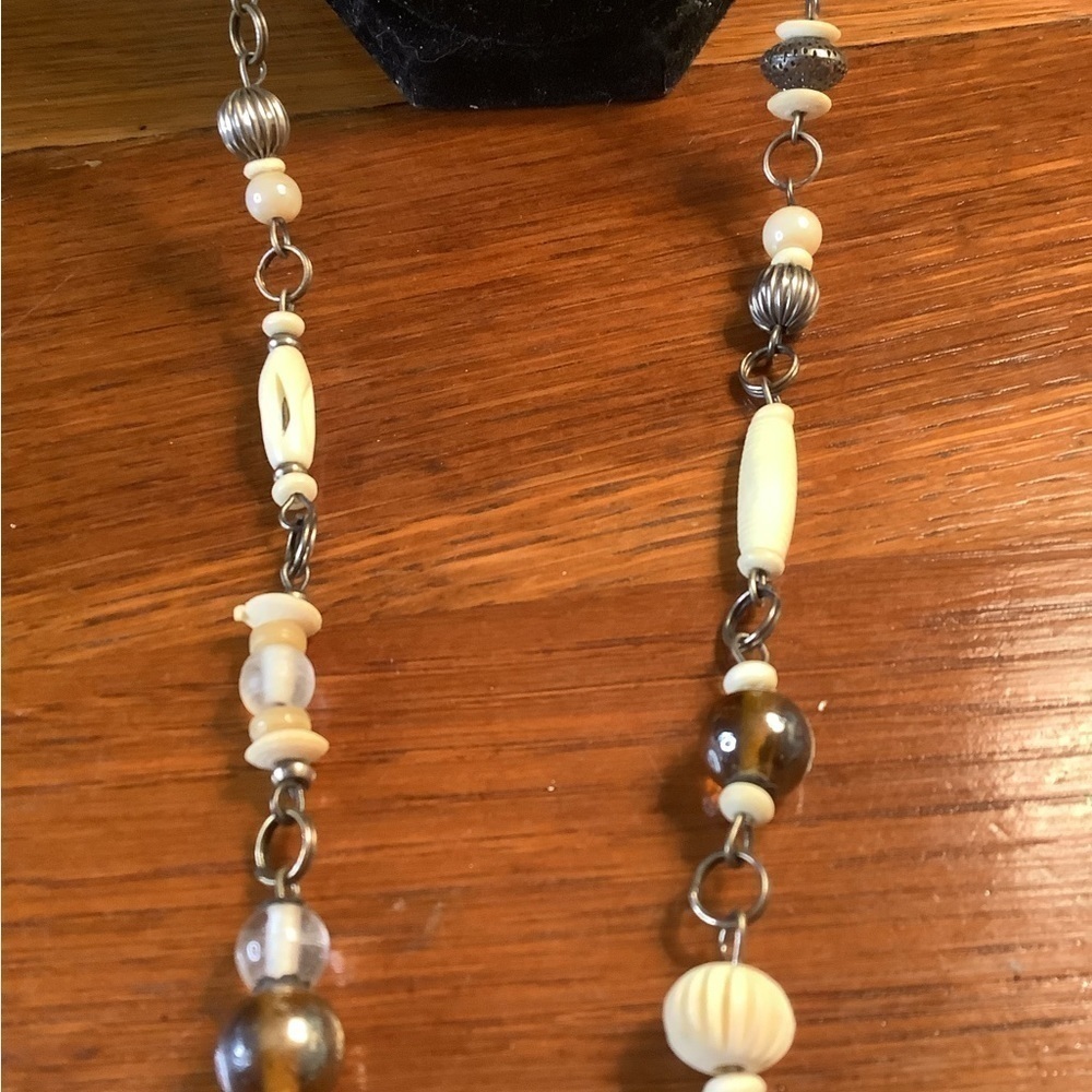 Stone& Silver tone Necklace 38” - Picture 3 of 6